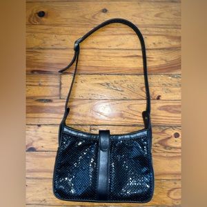 Whiting and Davis Black Metal Sequin Shoulder Bag